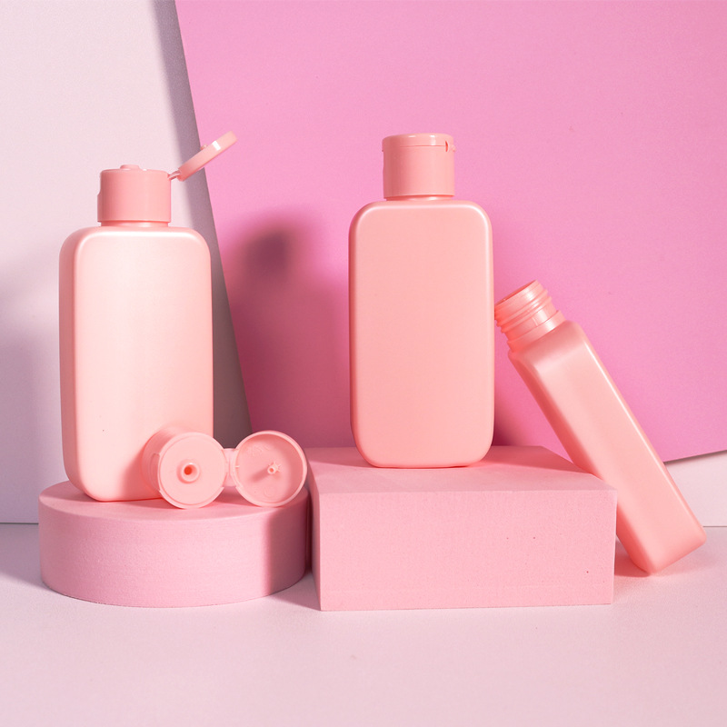 HDPE 스퀘어 플랫 보틀 자동차 오일 필름 클리너 플라스틱 병 100ml 속옷 세제 핑크 플라스틱 병