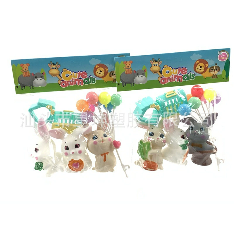 Cartoon rabbit plastic, многоцветная смесь игрушка, кошка, оптом