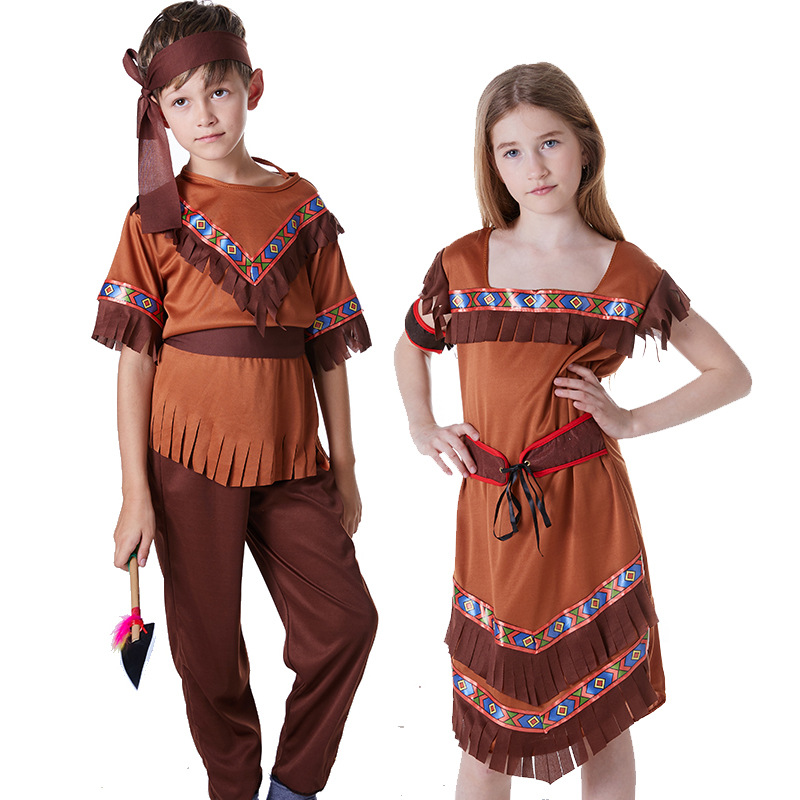 cosplay Female Indian Parent-Child Performance Costume Halloween Adult Male Aboriginal Savage Costume