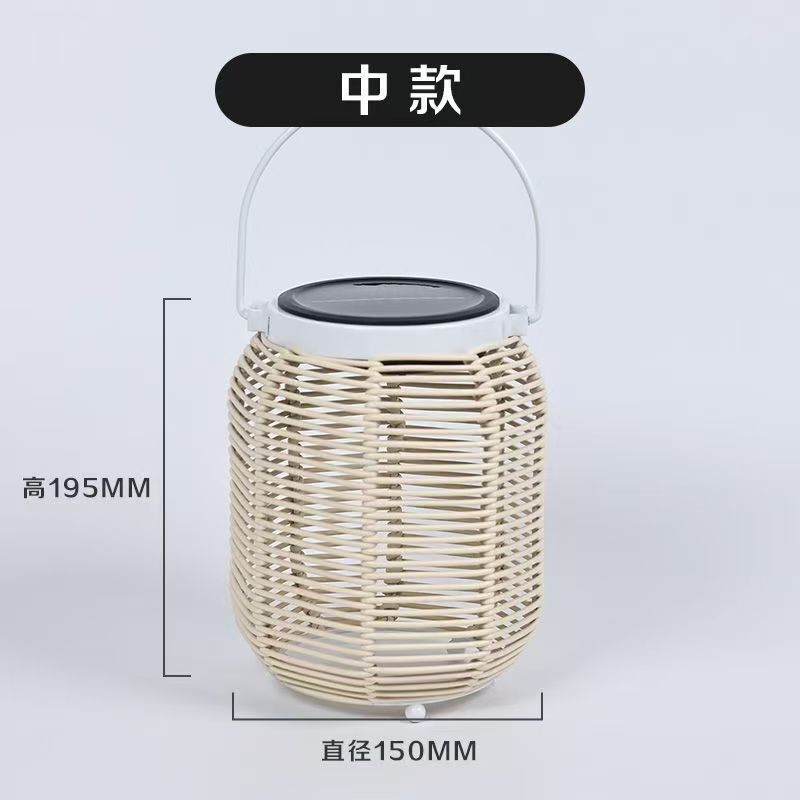 跨境太阳能灯笼庭院灯氛围灯藤编日式花园装饰竹编灯田园风庭院灯|undefined