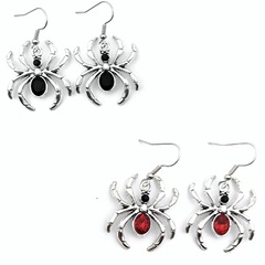 Dark Fantasy Diamond-Embedded Spider Alloy Earrings, Gothic Halloween Funny Spider Pendant Keychain Wholesale