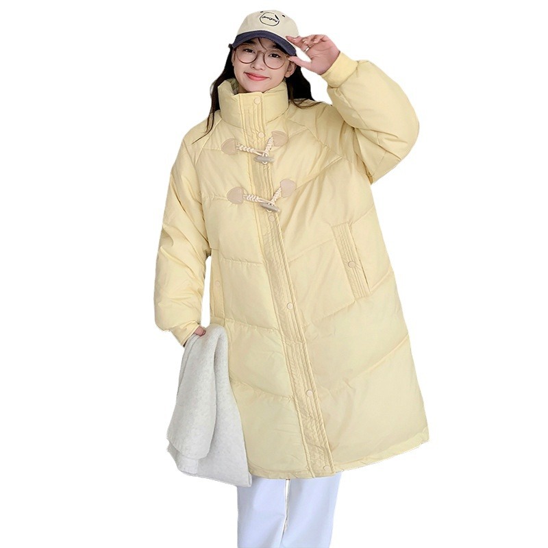 Transfronterizo de cuello largo y medio abrigo de algodón de pluma 2024 nuevo estilo coreano suelto de moda de invierno de mujer abrigo de algodón universal image 6