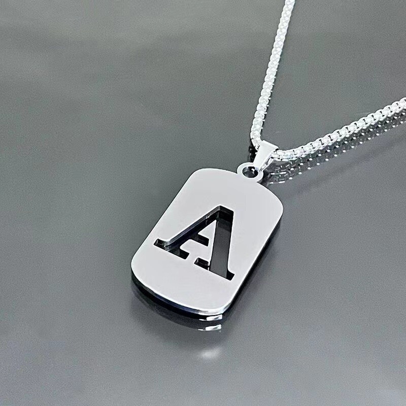 English character 26 letter necklace Taigang chain male and female student couple clothing accessories niche design simple all-match fashion English character 26 letter necklace Taigang chain male and female student couple clothing accessories niche design simple all-match fashion