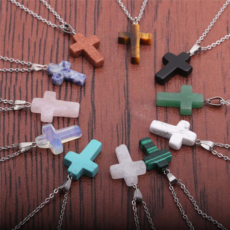 Simple Cross Stainless Steel Necklace Wholesale display picture 15