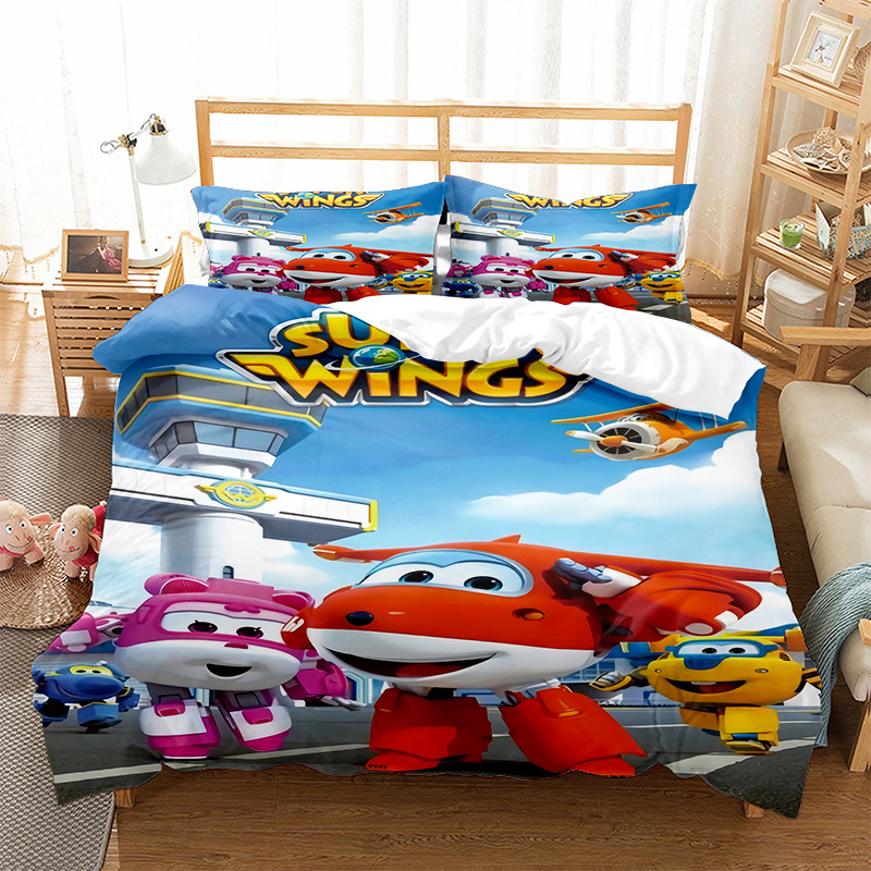 Anime Three-piece Bedding Set With Magical Flying Man Print_voghion.com