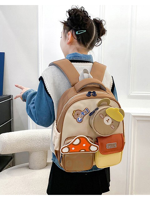 幼稚園の女の子用漫画風うさぎ柄リュックサック、小学生の男の子用可愛いクマ柄リュックサック、負担軽減スクールバッグ|undefined
