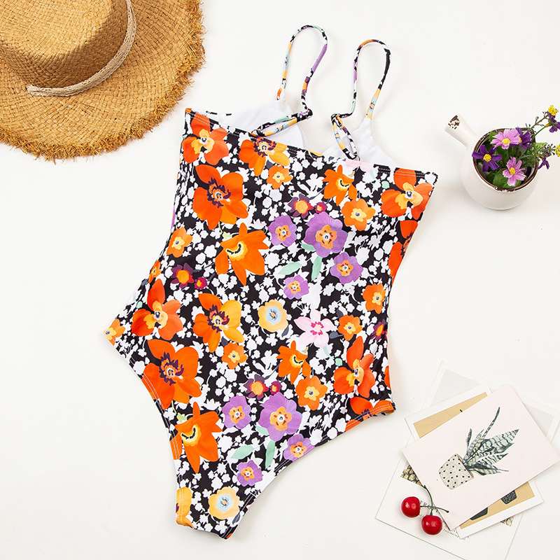 Floral Print Cut Out One Piece Swimsuit - luxiaa, cut out swimsuit cut out swimsuit one piece cut out swimsuit