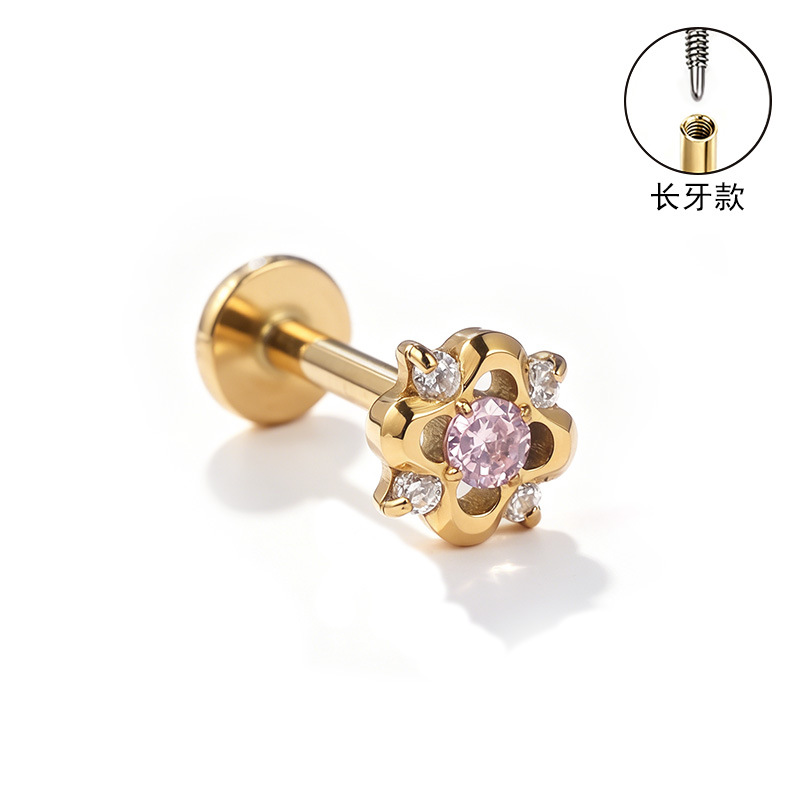 F136 Titanium Alloy Ear Studs, Carved Long Tooth Ear Bone Studs, Zirconia Lip Studs, G23 Titanium Body Piercing Jewelry detail image 22