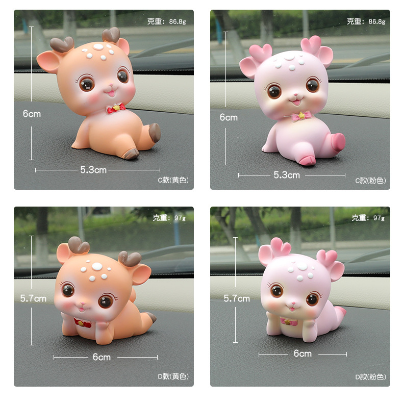 First Heart Macey Deer Ornaments Desktop Cute Animal Cartoon Doll Car Center Console Resin Ornaments Birthday Gift