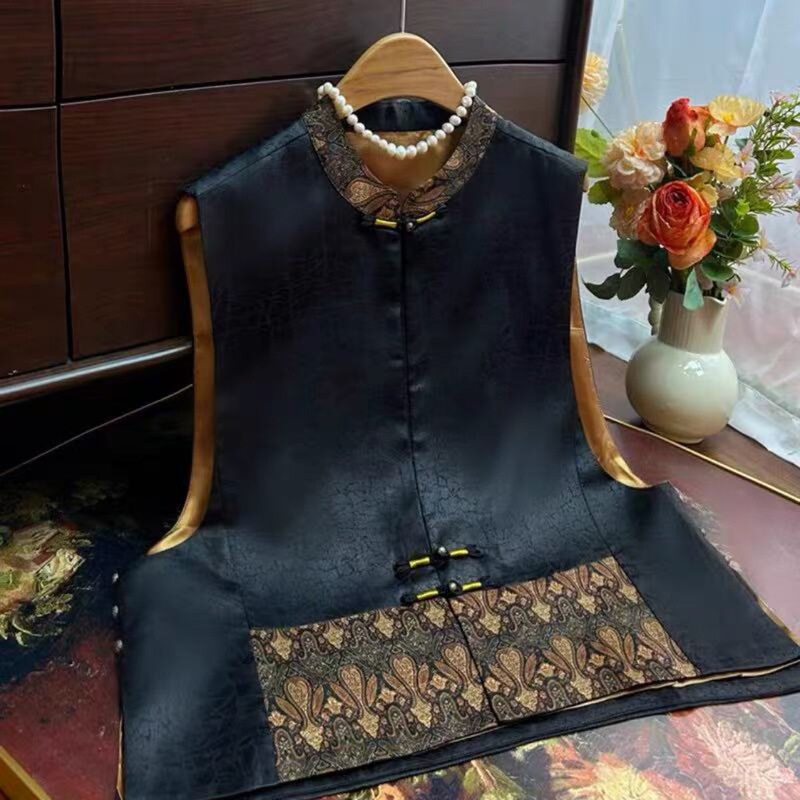 8635 New Chinoiserie Turtle Crack Splicing Vest Vest Elegant Waistcoat National Style Retro Vest