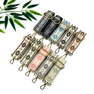 38mm New Colorful Ethnic Style Jacquard Wide Shoulder Strap Women's Bag Accessories Extended Single Shoulder Strap Crossbody Adjustable Bag Strap