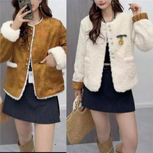 小香风气质两面穿环保防皮草外套女25冬季百搭洋气减龄羊羔毛棉服