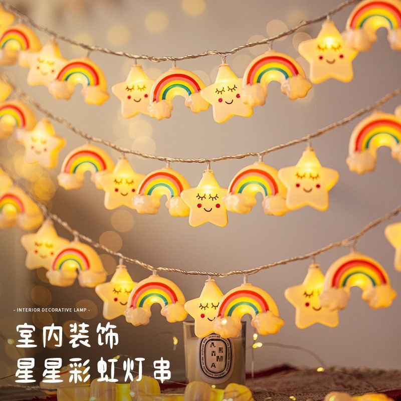 LED star and cloud string lights for birthday, holiday, children's princess room decoration, ambiance decoration, night market stall