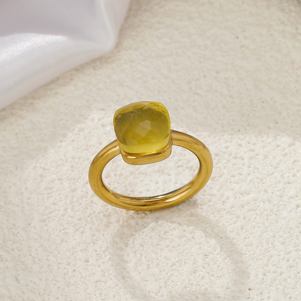 geometric retro fashionable small design ring with stone stainless…