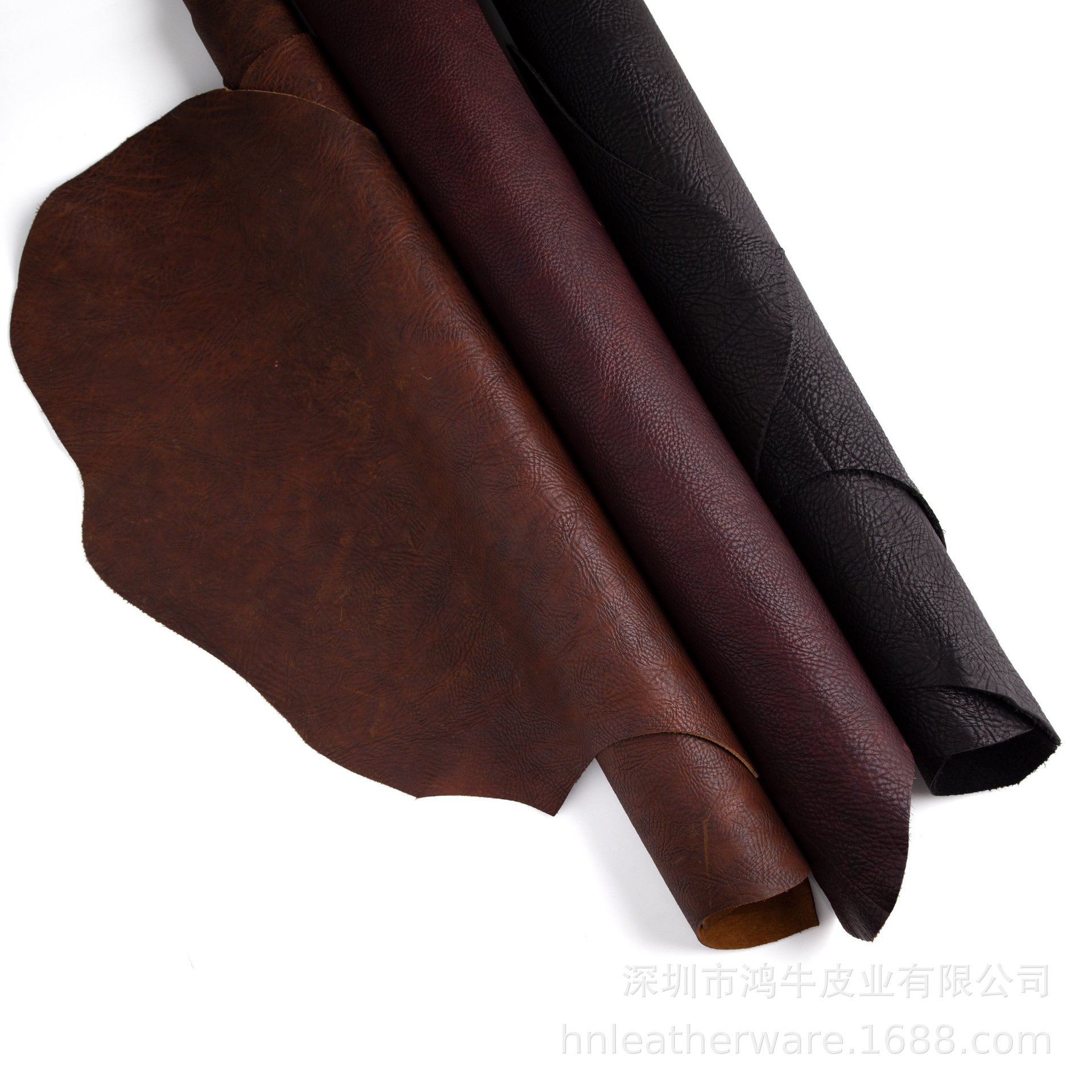 复古大象纹自然缩纹牛皮 箱包服装机车皮 强粒面裂纹头层黄牛皮