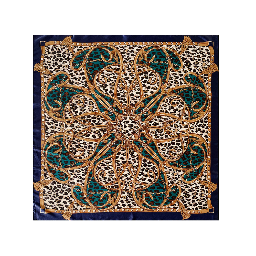 Damen Satin Kopftuch Mit Leopardenmuster Im Quadratischen Design_voghion.com