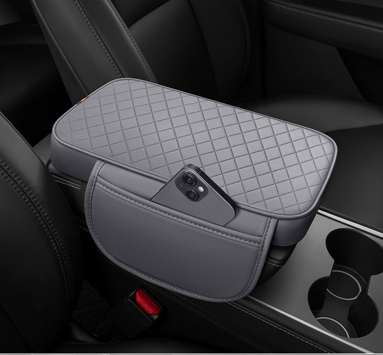 Car armrest box heightening pad, memory foam, double side pockets, storage bag, car armrest box pad, car armrest box pad cover