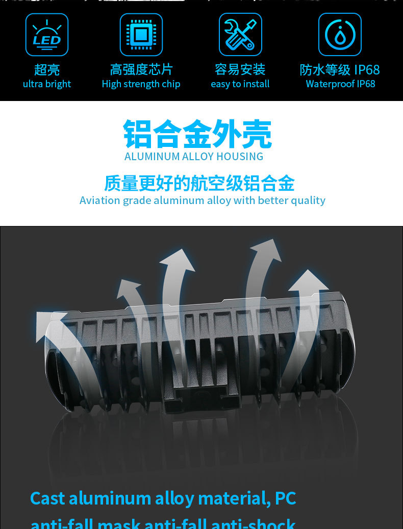 New Cross-Border Automotive Off-Road Vehicle Straight-Shaped 4-Eye Work Light, Waterproof, Dual White and Yellow Light, Hot-Selling Across Borders