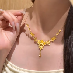 花月の美しい結婚式の花三生花ネックレス婚約結婚式ゴールドネックレス