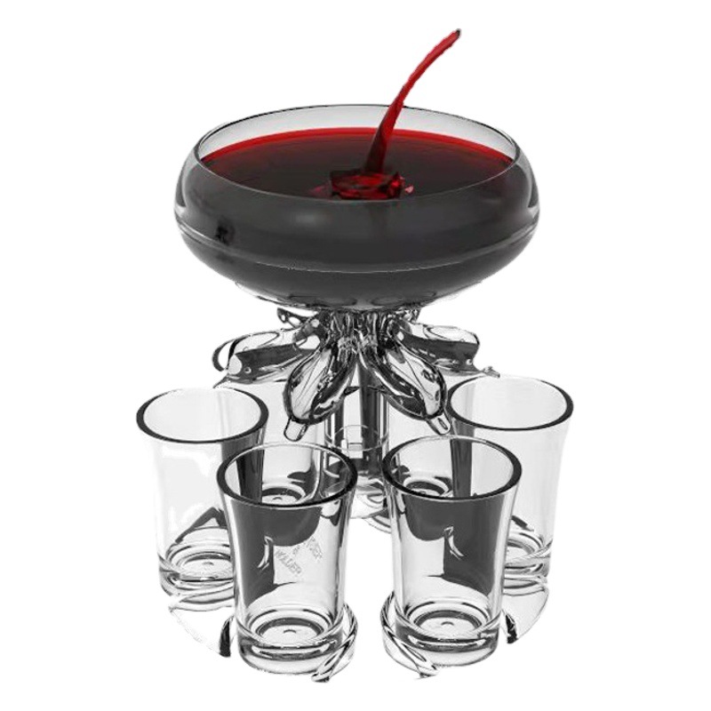 Dispensador de vino blanco dispensador de vino acrílico fiesta multi-Persona homogeneizador estante del vino con seis tazas de vino traje