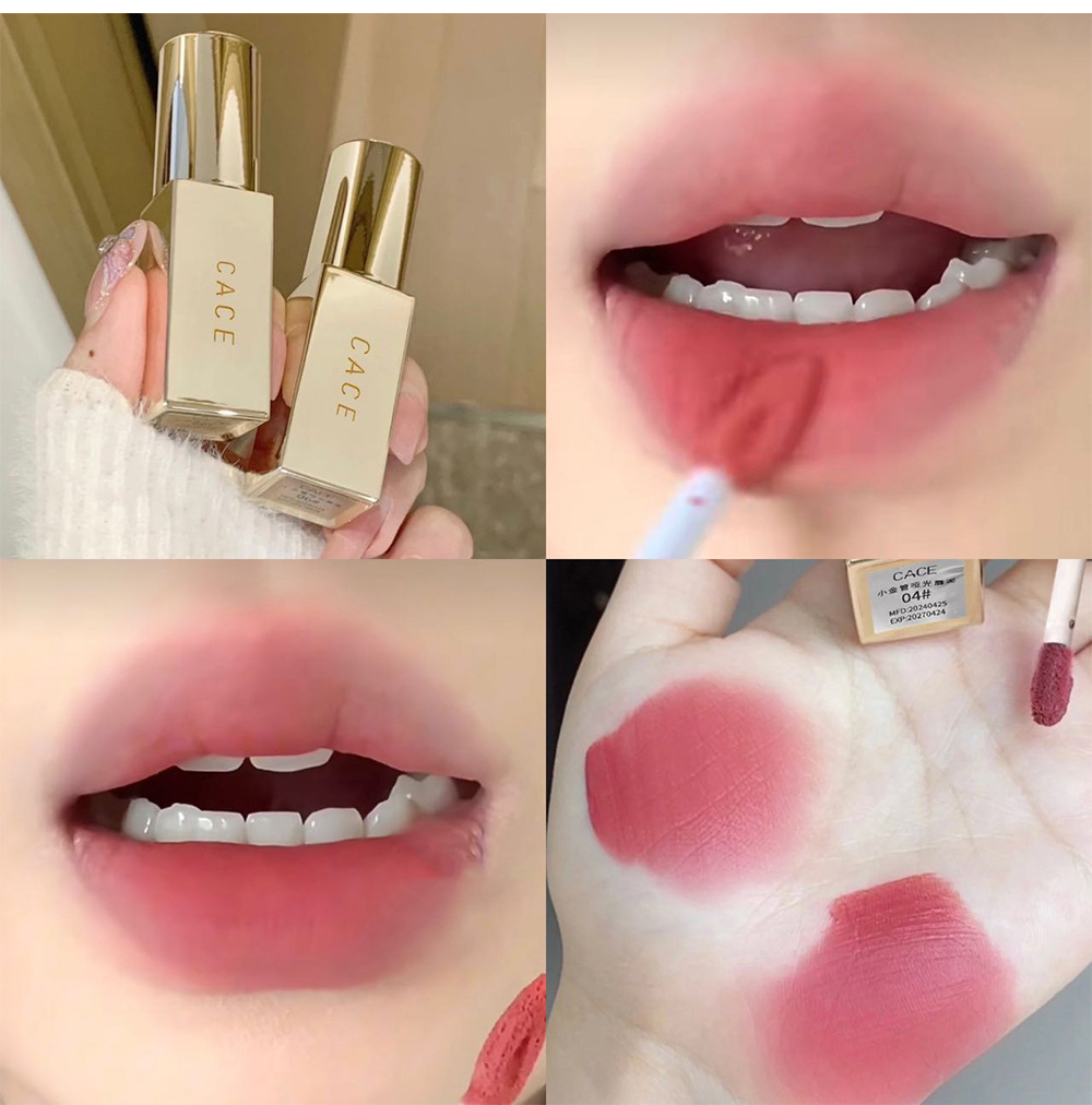 CACE Little Gold Tube Matte Lip Paste Soft, misty and smooth, low-saturation milk coffee versatile color, natural whitening makeup wholesale undefined