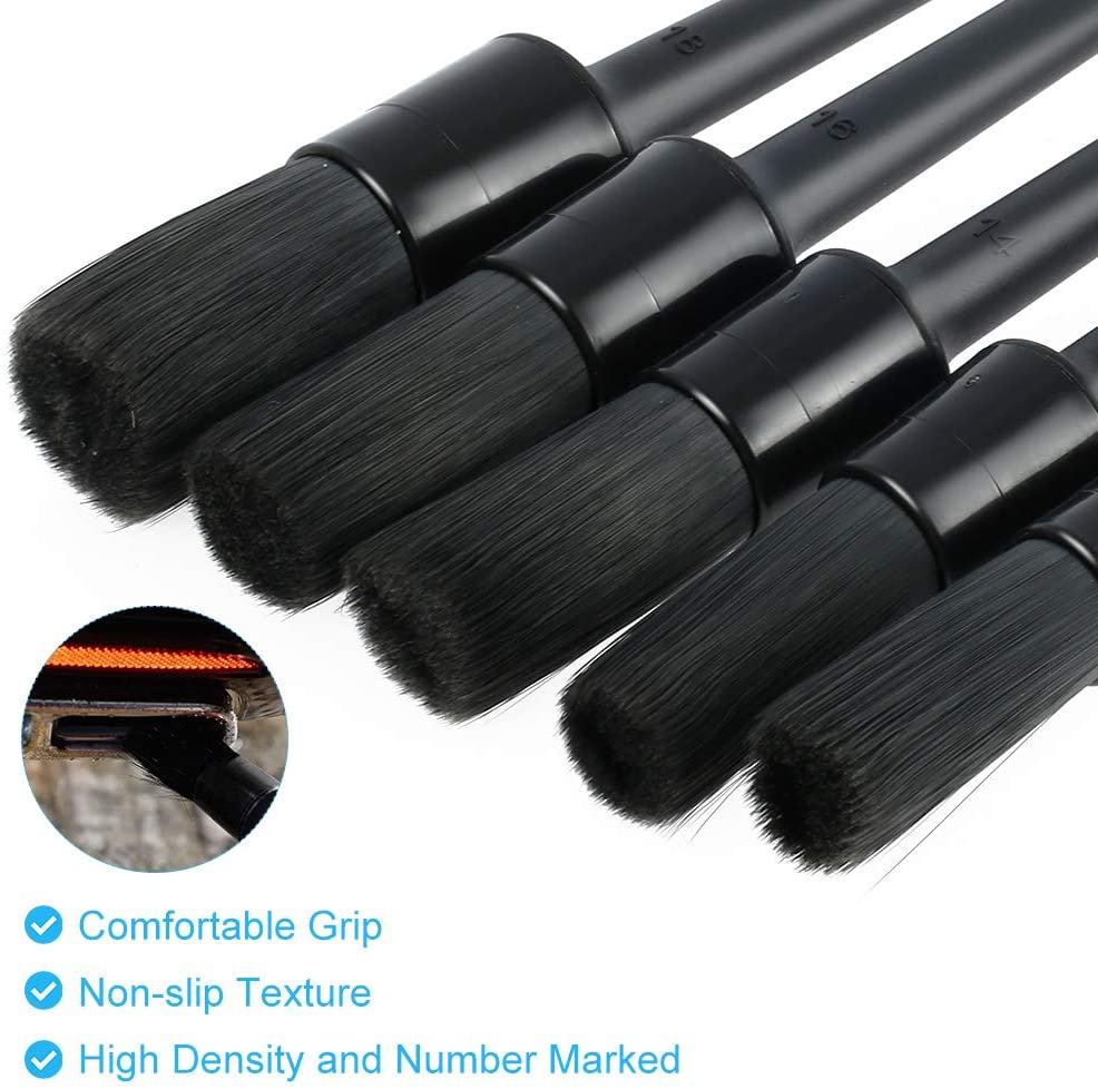 5 piezas negro PP seda limpieza cepillo coche belleza herramientas interior detalle cepillo aire acondicionado