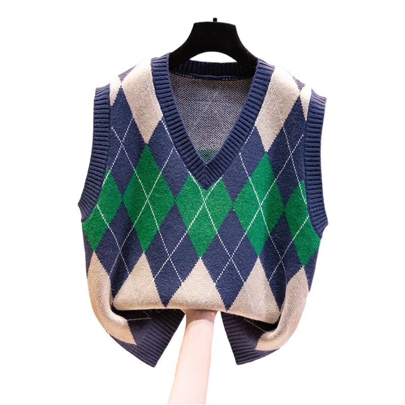 2023 nueva moda con cuello en V chaleco suéter chaleco Chaleco de primavera Chaleco de punto suelto de las mujeres