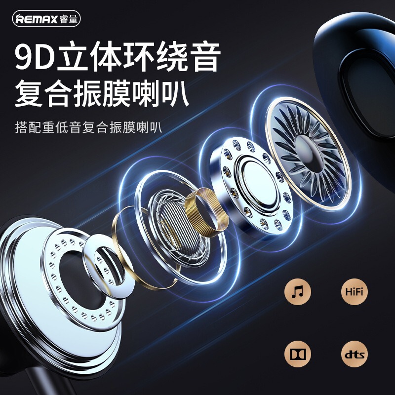 remax ワイヤレス スポーツ ハンズフリー Bluetooth ヘッドセット、長時間バッテリー駆動、9D サラウンド サウンド ワイヤレス ヘッドセット|undefined