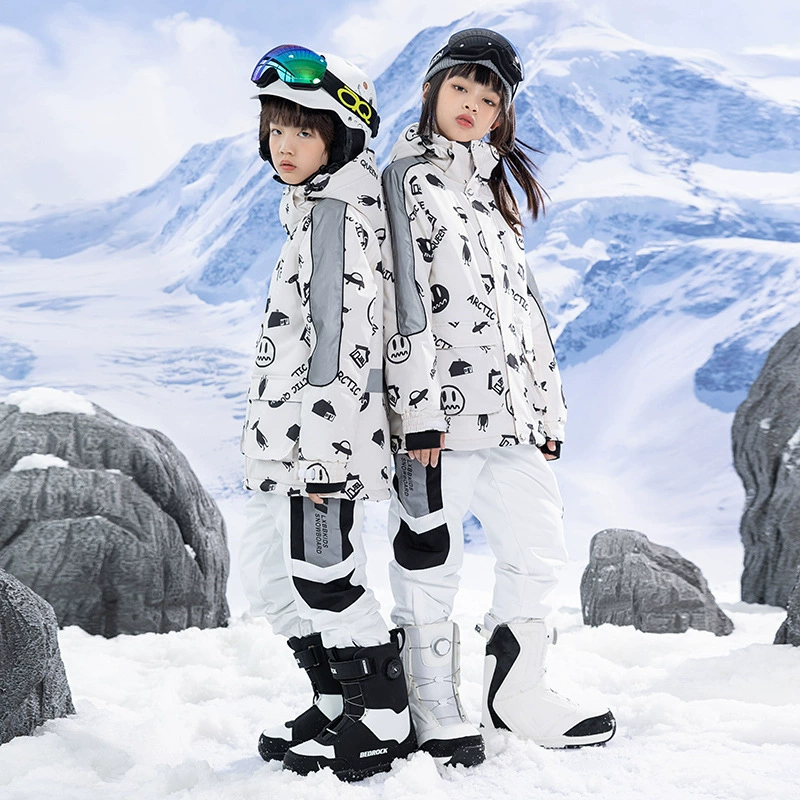 Children's ski ski suit, winter travel windproof set for boys, water repellent keep warm overall, increased thickness