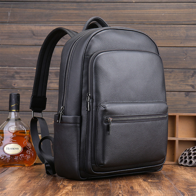 New Genuine Leather Travel Business Travel Top Layer Cowhide Backpack Men's Casual Commuter Laptop Backpack