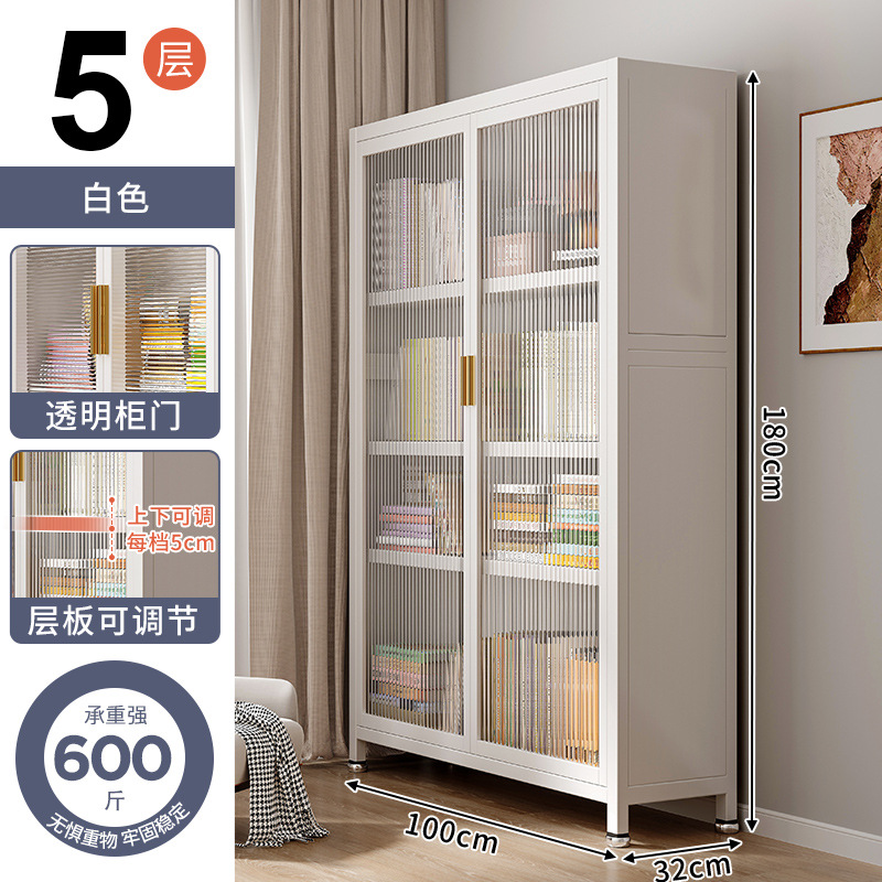 Estantería de biblioteca de acero para el hogar a prueba de polvo con puerta estantería de pared completa gabinete de almacenamiento de piso estante de almacenamiento