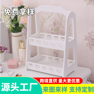 Cross-Border Pvc Foam Board Two-Layer Carved Bathroom Storage Rack Wood Plastic Board Bathroom Storage Rack Processing and Production