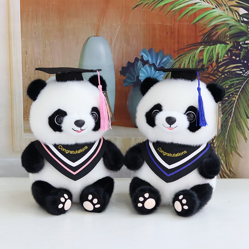 Nuevo regalo de graduación Dr. Panda Doll Peluche Panda Doll Peluche Panda Doll Boutique Agarrador Puede agregar LOGO