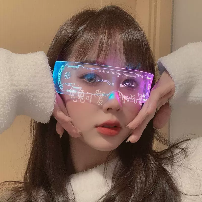 七彩LED发光眼镜生日派对眼镜酒吧音乐节圣诞节科技眼镜蹦迪科幻