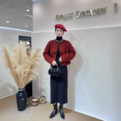 ハイエンド2024秋冬新作両面カシミヤコート女性ファッションショートコート超細いウールラシャコート