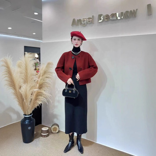 High-end 2024 Autumn and Winter New Double-sided Cashmere Coat Women's Fashion Small Short Coat Superfine Wool Coat