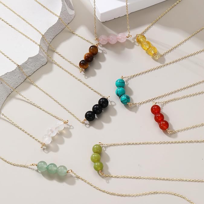 新しい中国風の優しい中国風の天然石ビーズネックレスピンククリスタルホワイトクリスタルグリーンアベンチュリンタイガーアイトランスファービーズネックレス|undefined