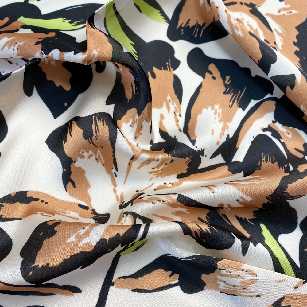 South korean satin Material Flower Pattern Women's Sweet Flower South Korean Satin Silk Scarves