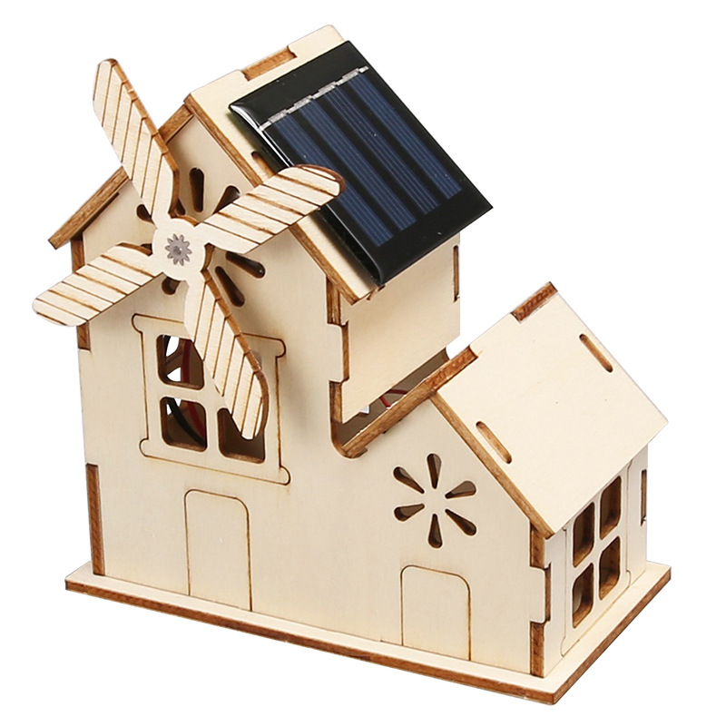 Cabaña solar tecnología de molino de viento pequeña fabricación material de bricolaje hecho a mano ciencia equipo experimental stem material didáctico