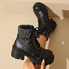 跨境大码粗跟马丁靴女2025年秋冬季新款加绒加厚时尚爆款雪地靴女
