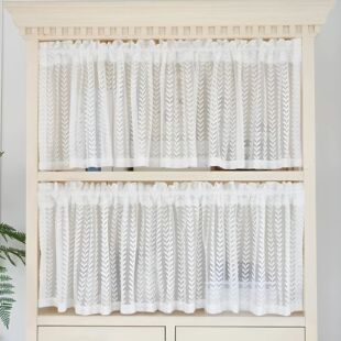 Amazon Cross-Border New Bean Sprout Warp Knitted Lace Rod Window Screen Finished Curtain Coffee Curtain Cabinet Short Curtain Manufacturer