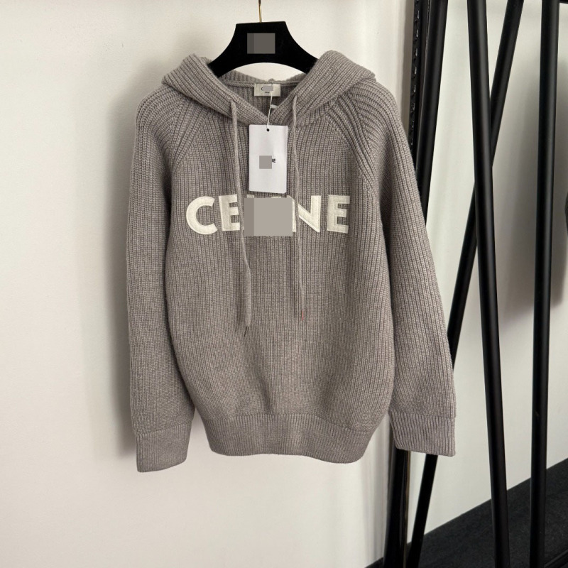Shenzhen Nanyou High-End Foreign Trade Style Slim-Fit Women's Embroidered Patchwork Wool Blend Long-Sleeve Hooded Knit Sweater
