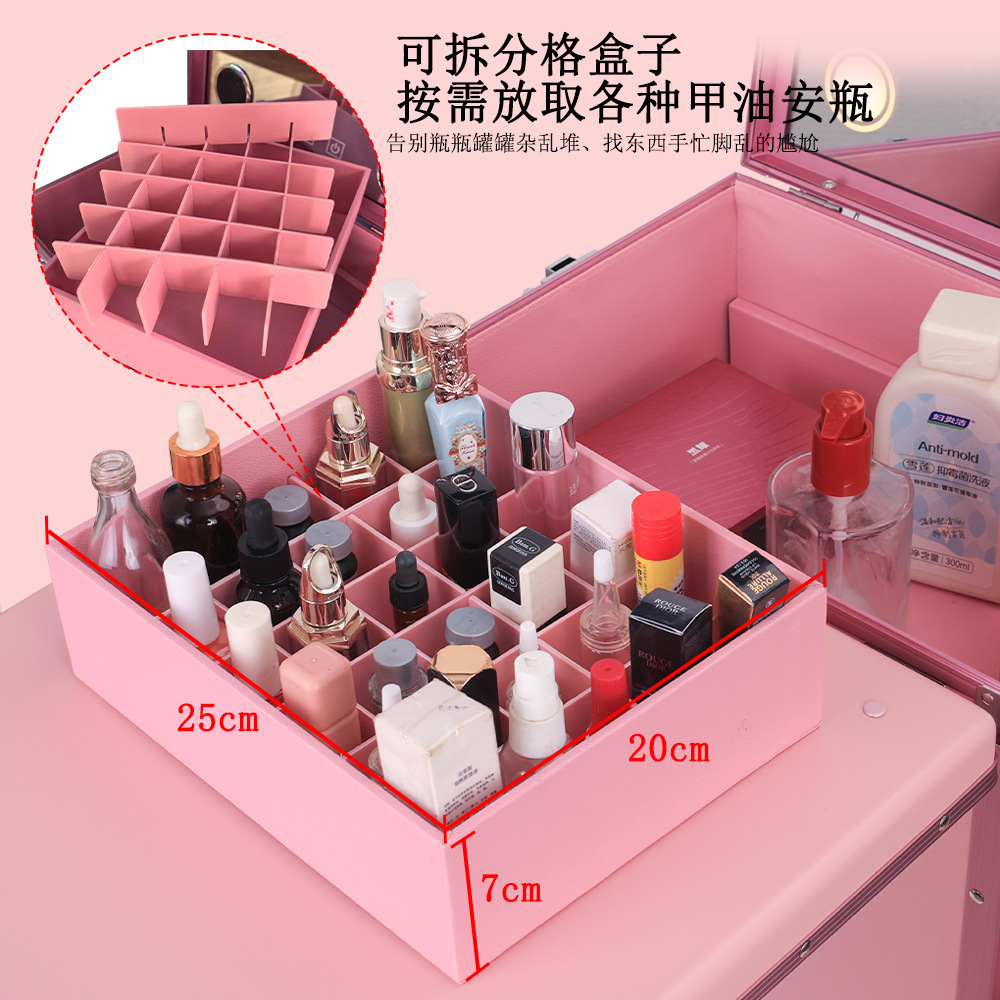 Caja de maquillaje de gran capacidad, multifuncional, ideal para cosméticos y manicura, calidad premium