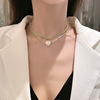 Necklace from pearl, chain for key bag , pendant, diamond encrusted, internet celebrity