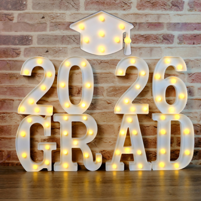 Luces LED con letras para fotos de graduación 2026, accesorios de decoración para fiestas, luces para la temporada de graduación, gorro de licenciado image 9