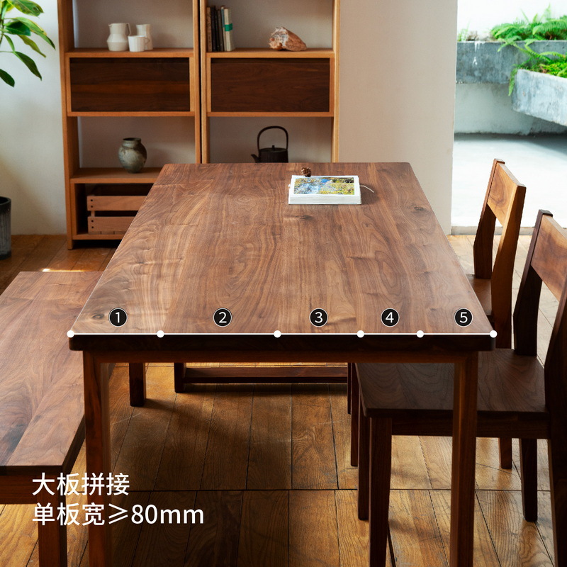 MUMO madera tinta negra mesa de trabajo de nuez mesa de comedor norteamericana sala de estar madera maciza tabla de escritorio de troncos escritorio de estilo medieval