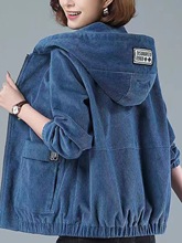 灯芯绒短款外套女秋冬韩版宽松2025新款大码连帽休闲中年妈妈夹克