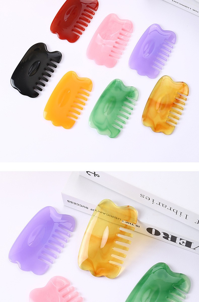 Resin Head Massage Comb Meridian Gua Sha Scalp Tool for Home Acupoint Care Purple preparation