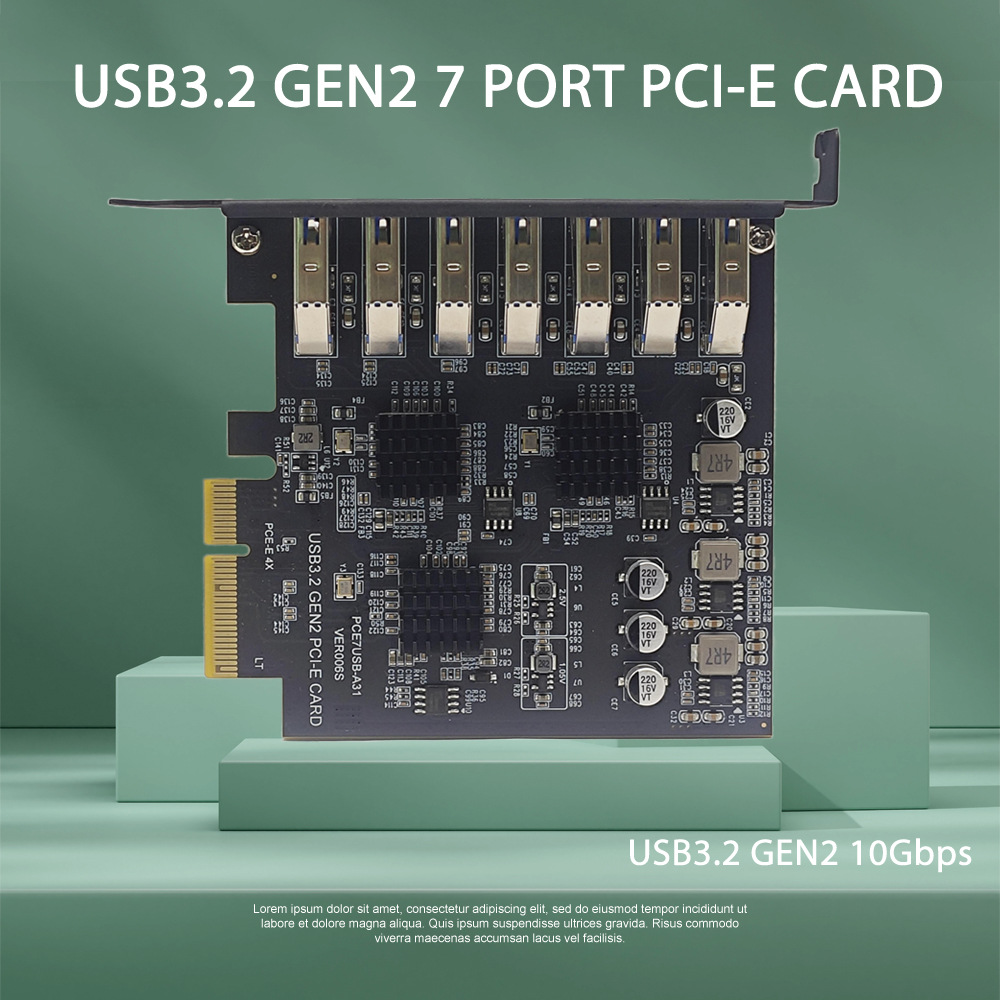 USB3.2��չ��GEN2 7�ڲ��TYPE-A��PCI-E 4X��˶ASM3142 10Gbps