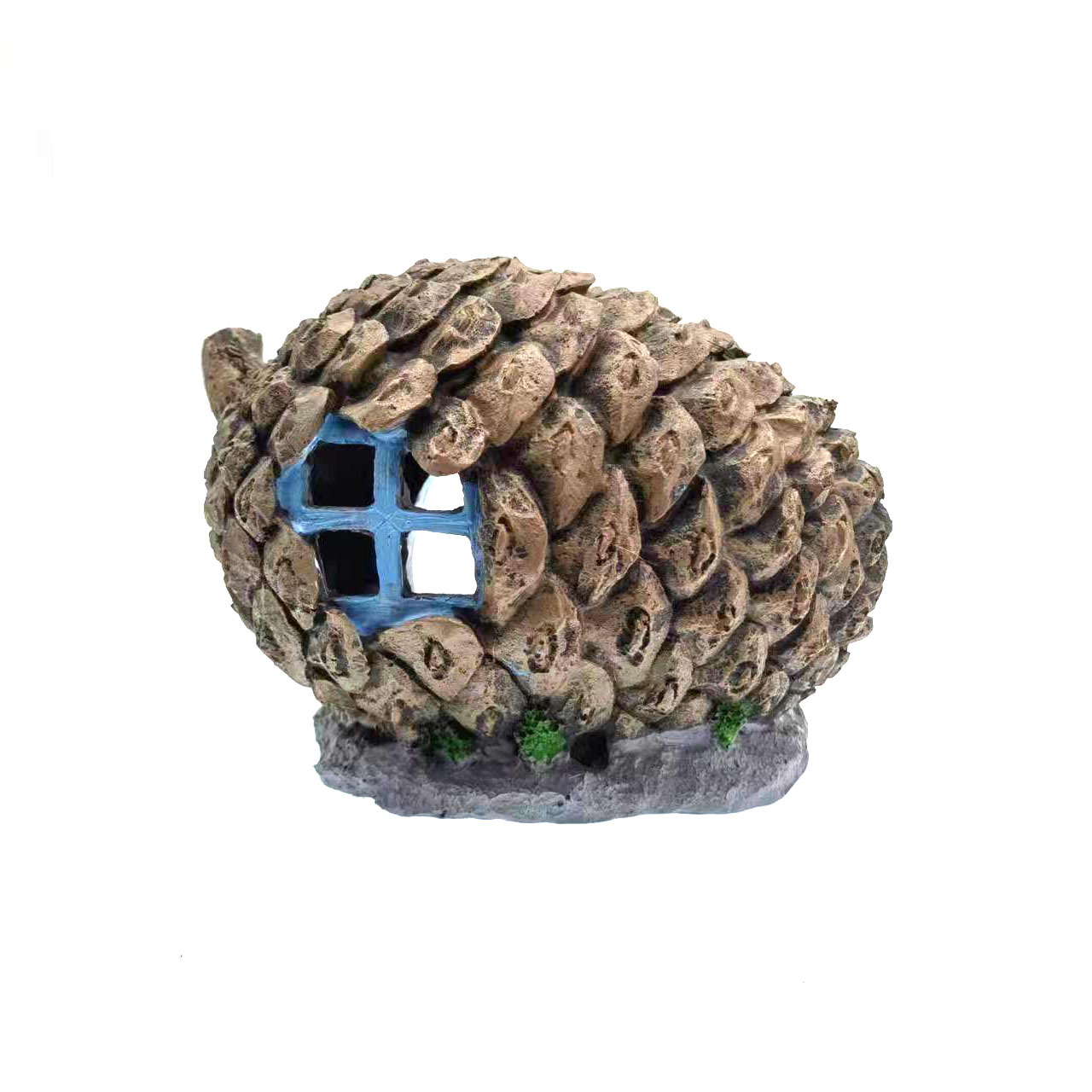 Mini casa de ardilla, casa de piña, escondite para lagartos y tortugas, decoración para peceras, adorno de resina de dibujos animados, micropaisajismo